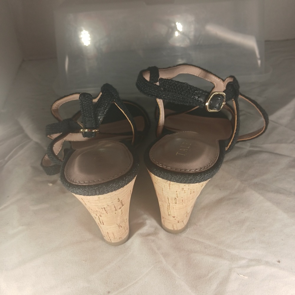 Talbots Black Woven Espadrille Wedge Sandals Women's Size 8.5M - Picture 5 of 10